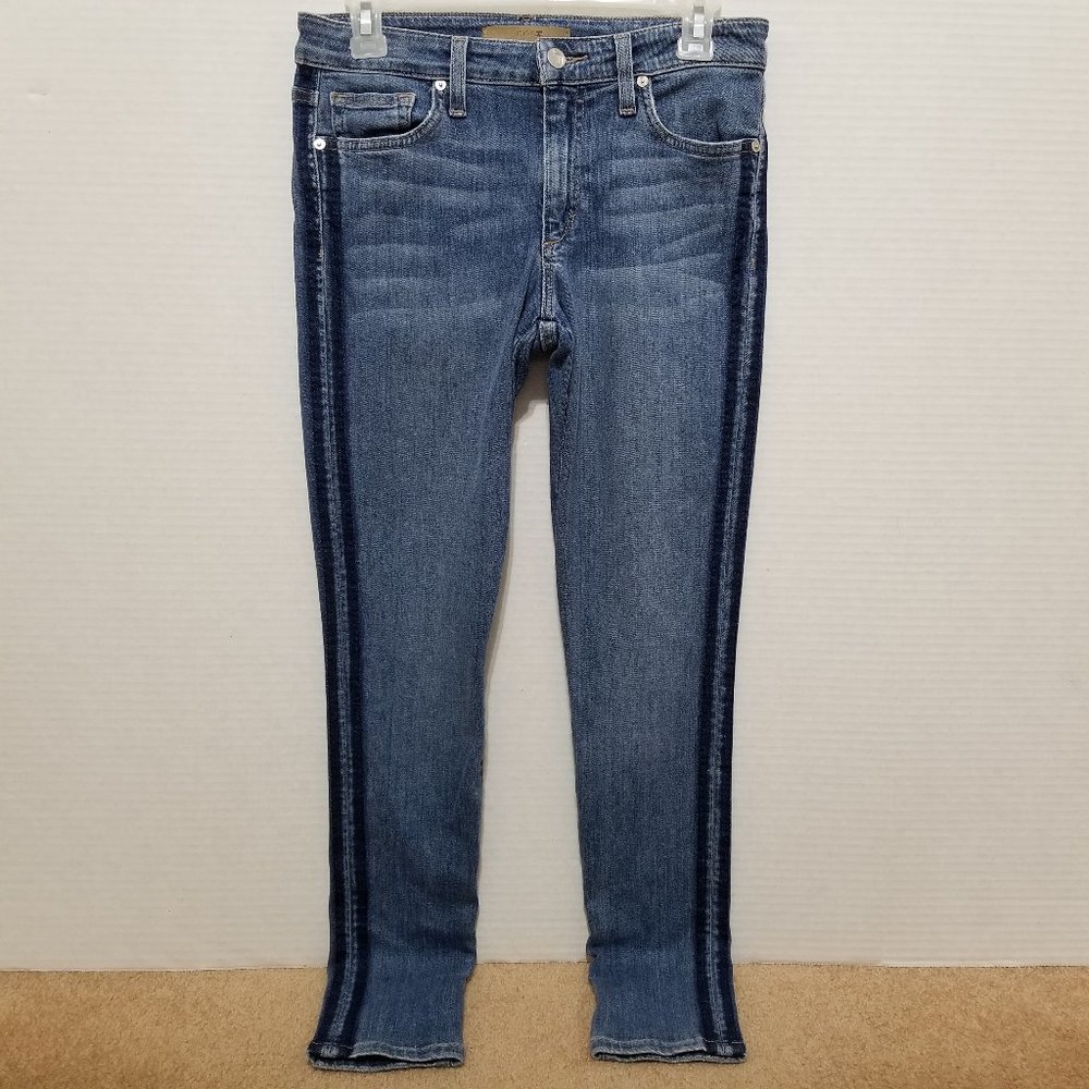 Joe's jeans 27 Skinny Ankle Mansfield tuxedo stripe denim lightly distressed